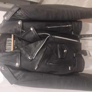 Cropped Leather Biker Jacket